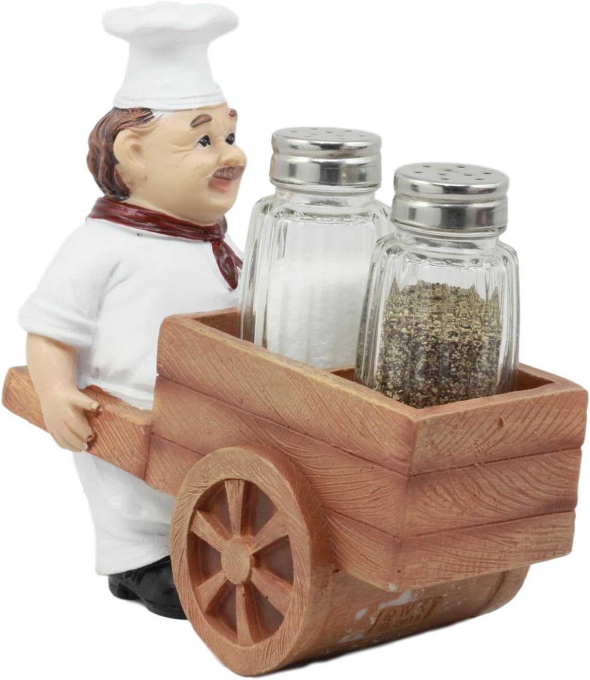 Ebros Spice A La Carte Delivery Master Iron Chef Pushing Wheelbarrow Cart Salt And Pepper Shakers Holder Figurine Statue 6.5"Long