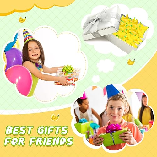 Miniatura 6 de Jerify 37 piezas de mini plátano juguetes para aliviar el estrés con bolsa de malla con cordón de poliuretano, juguete elástico para recuerdos de