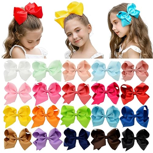 DEEKA 20 pinzas de cocodrilo multicolor de 6 pulgadas hechas a mano para niñas pequeñas