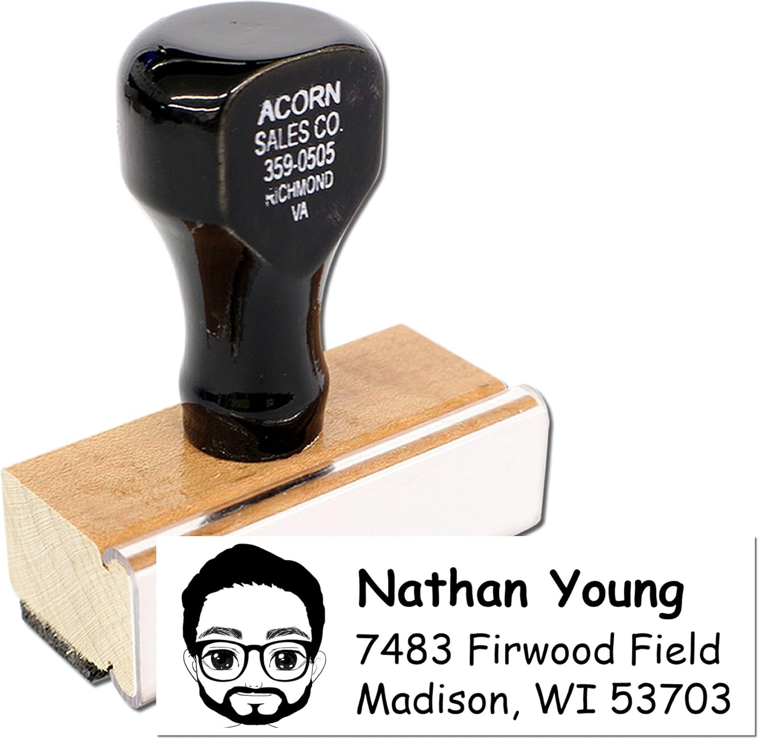 Personalized Selfie Rubber Stamp - Custom Envelope Address Stamper with Wood Handle, 7/8 X 2-1/4 - Ideal for Invitations & Stationery, Requires Ink Pad