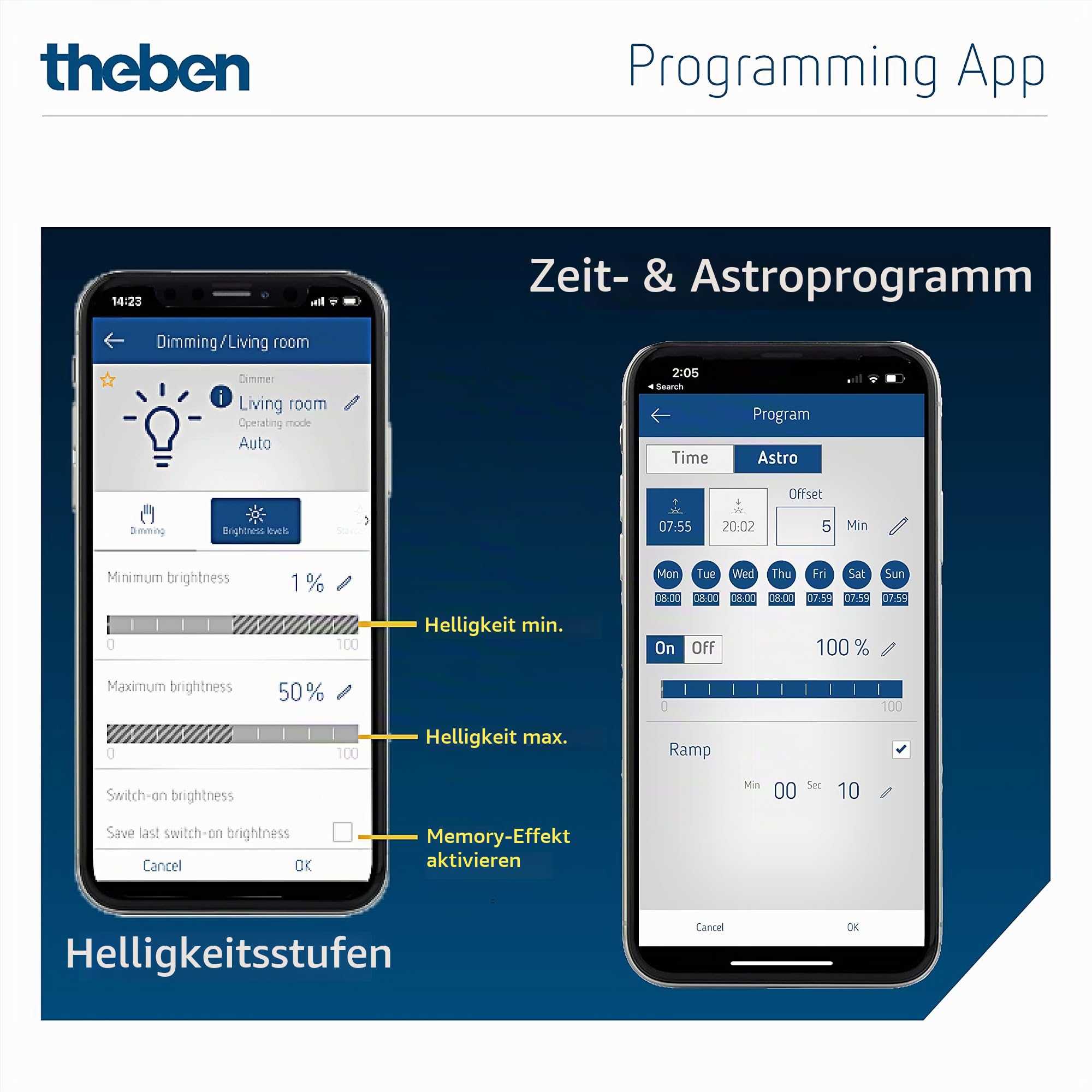 Theben 5450130 DIMAX 545 plus P UP-Universaldimmer R/L/C App 250 W LED | Unterputz, automat. Lasterkennung, Bluetooth Low Energy, App iOS/Android, Astrofunktionen, Szenen, Memory, Soft-EIN/AUS