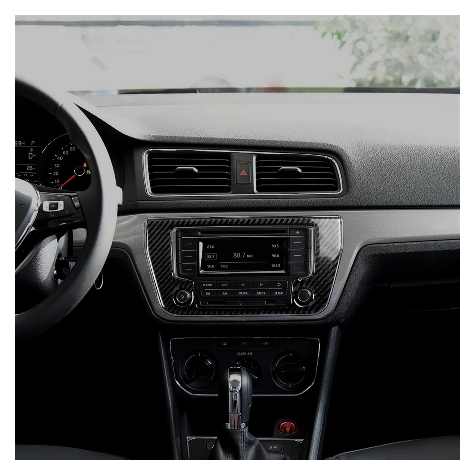 Nawigacja wnętrza samochodu z włókna węglowego wykończenie panelu gps kalkomania pasuje do Volkswagen Lavida 2015 2016 Auto akcesoria do wykończenia straż zestawy naklejek