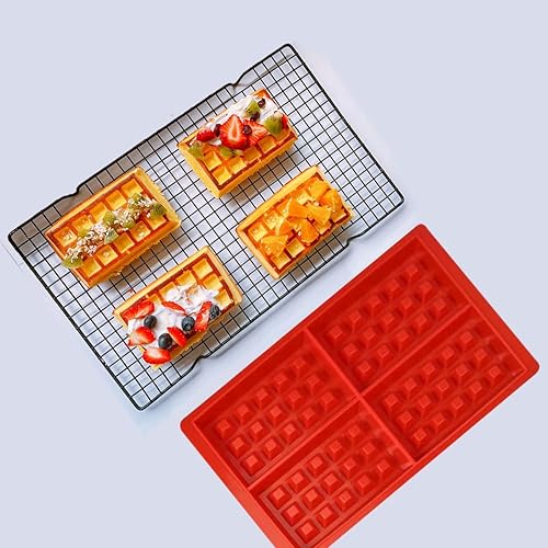 Miniatura 3 de HYCSC Molde de silicona para hacer gofres, molde cuadrado de silicona con 4 cavidades, sartén antiadherente para hacer jabón en forma de gofre,