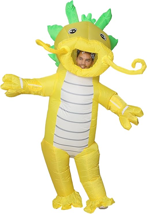 HIYAPATY Inflatable Dragon Costume Adult Blow Up Dragonman Suit For Halloween Christmas Fancy Dress