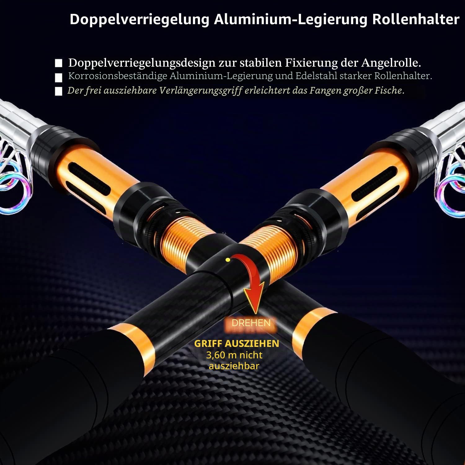 Teleskop-Angelrute und Angelrolle aus Kohlefaser, Spitze, Transporttasche für Angelköder