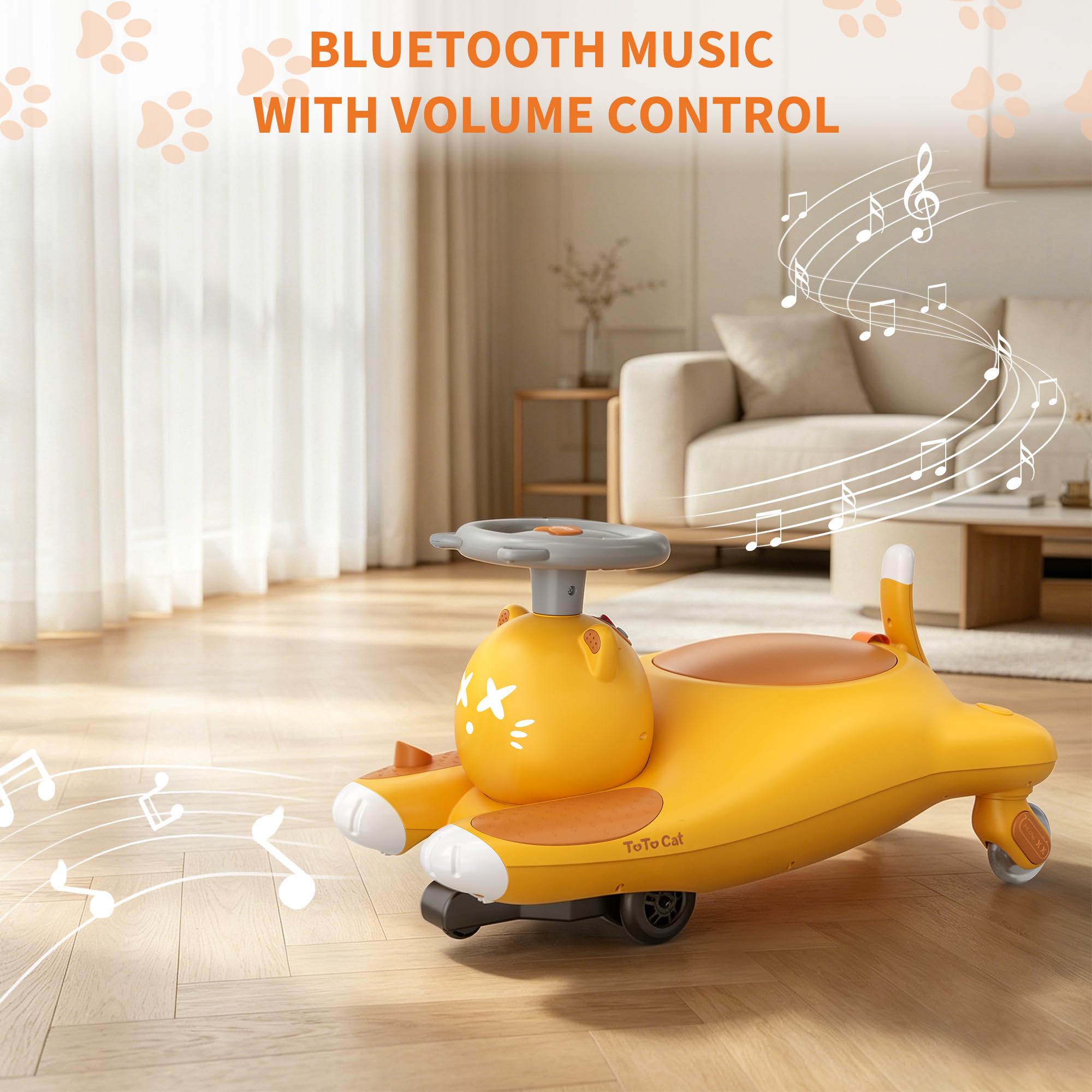 2-en-1 Voiture électrique Enfant 6V Type Wiggle Car à pédales - Moteur 45W - 2 Vitesses - Direction 360° - 2 Places - Roues LED + Musique sans Fil - Couleur : Marron (Standard UE)