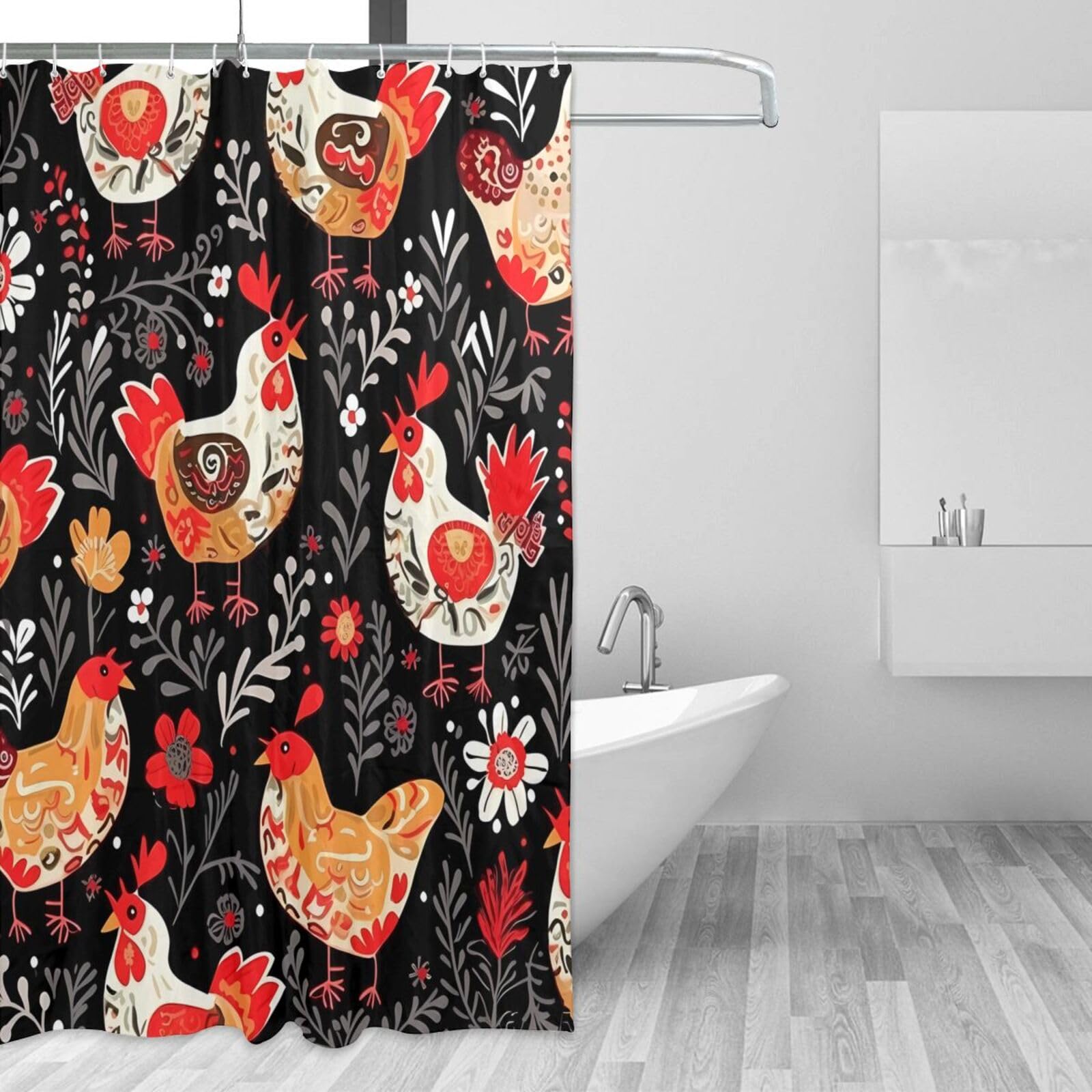 Rideau de douche imperméable pour éviter les inondations de salle de bain avec crochets
