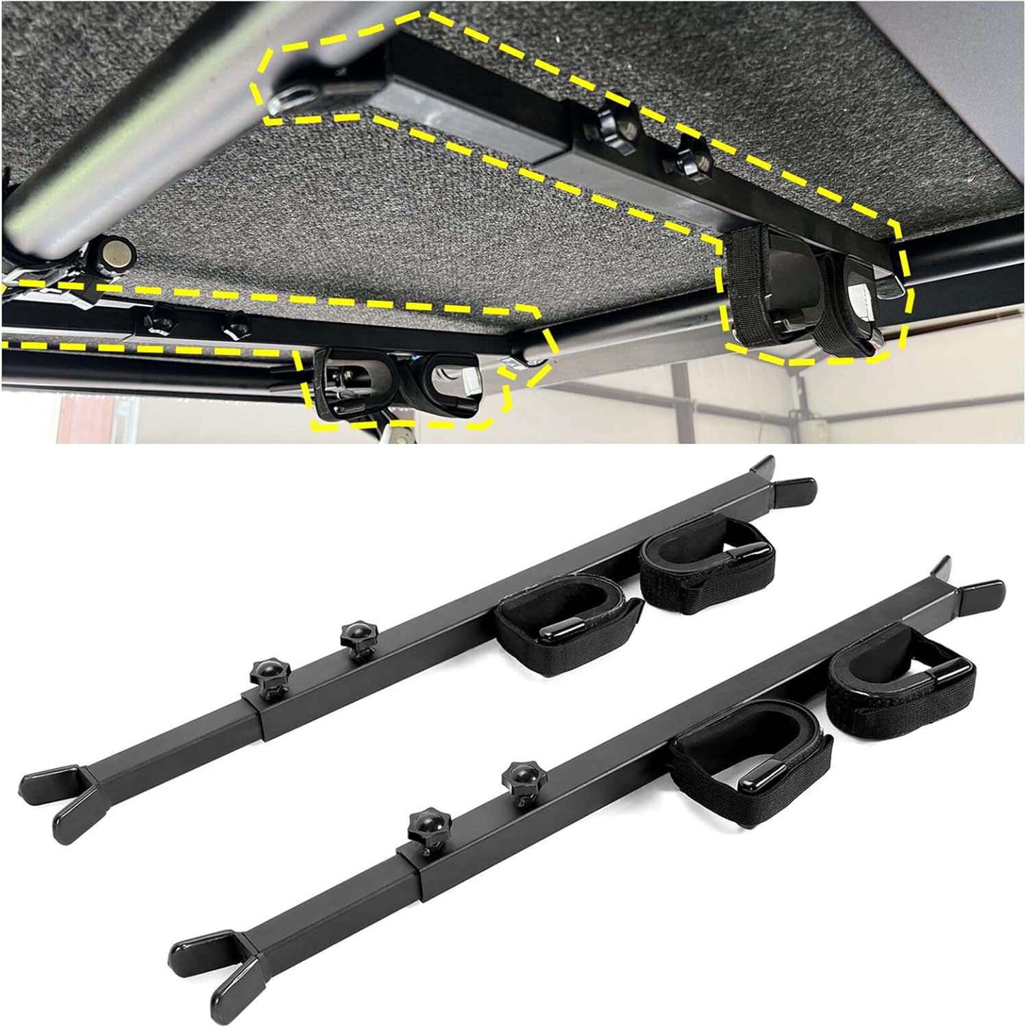 HECASA Adjustable Gun Rack Carrier 23-31 Inch Universal Compatible with Polaris Ranger Kawasaki Mule UTV Overhead Roof Gun Holder