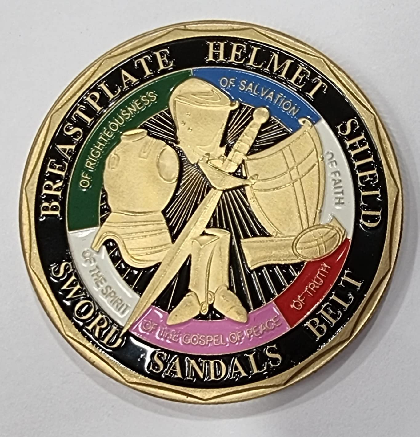 The Commemorative Coin Company Gold Whole Armour Of God Challenge/Commemorative Coin. 24Ct Enamel, 40Mm 30G Religion/Christianity Ephesians 6:11.13