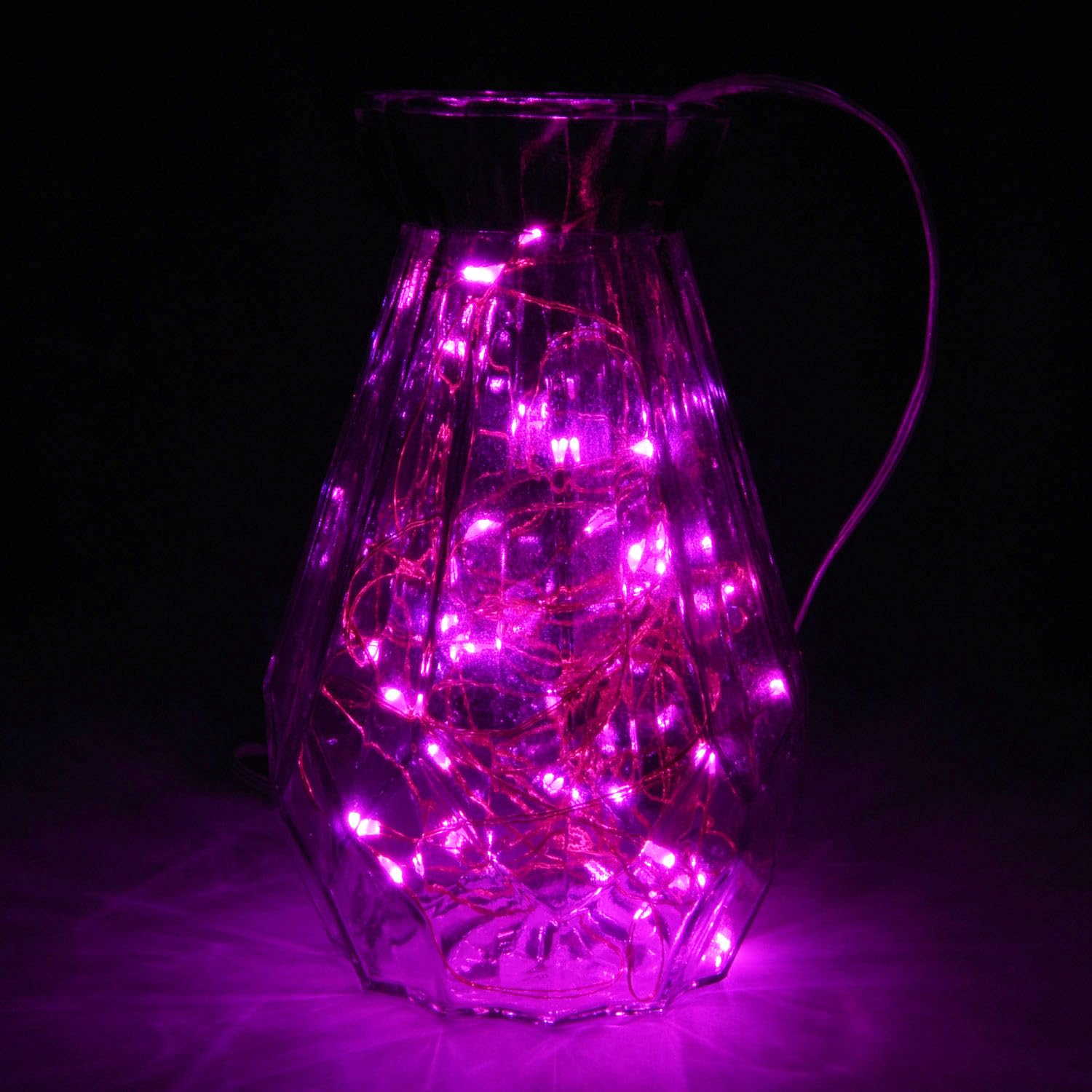 Guirlande lumineuse de Noël à piles avec 8 modes clignotants et minuterie de 8 à 16 heures, 5 m, 50 LED en fil de cuivre (rose)