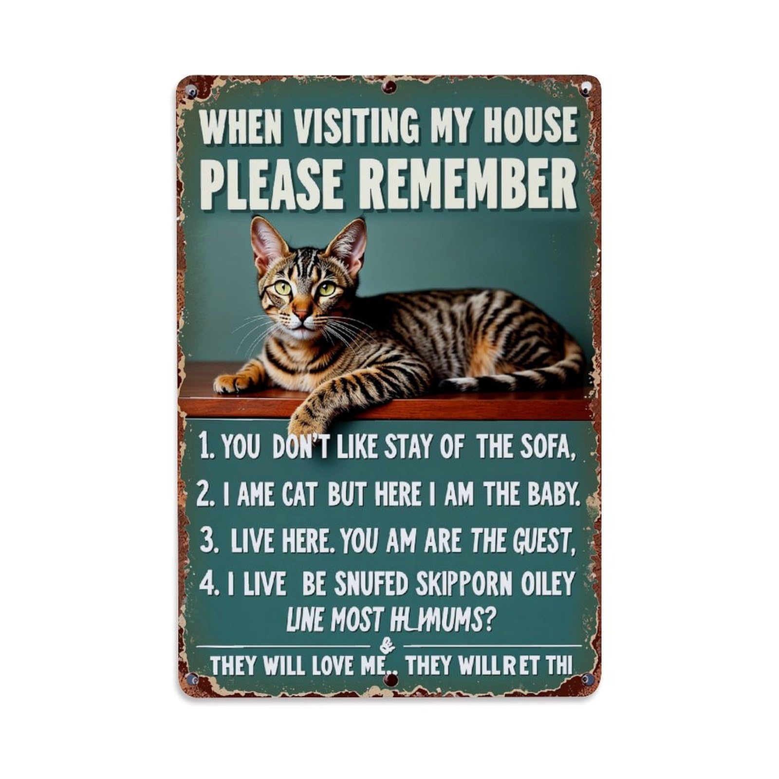 Bliveurn Vintage Cat On Shelf Sign Retro Metal Tin Sign, Metal Poster For Home, Gaming Room, Studio Workshop,Bar,Garage Wall Art Decor 8X12 Inch