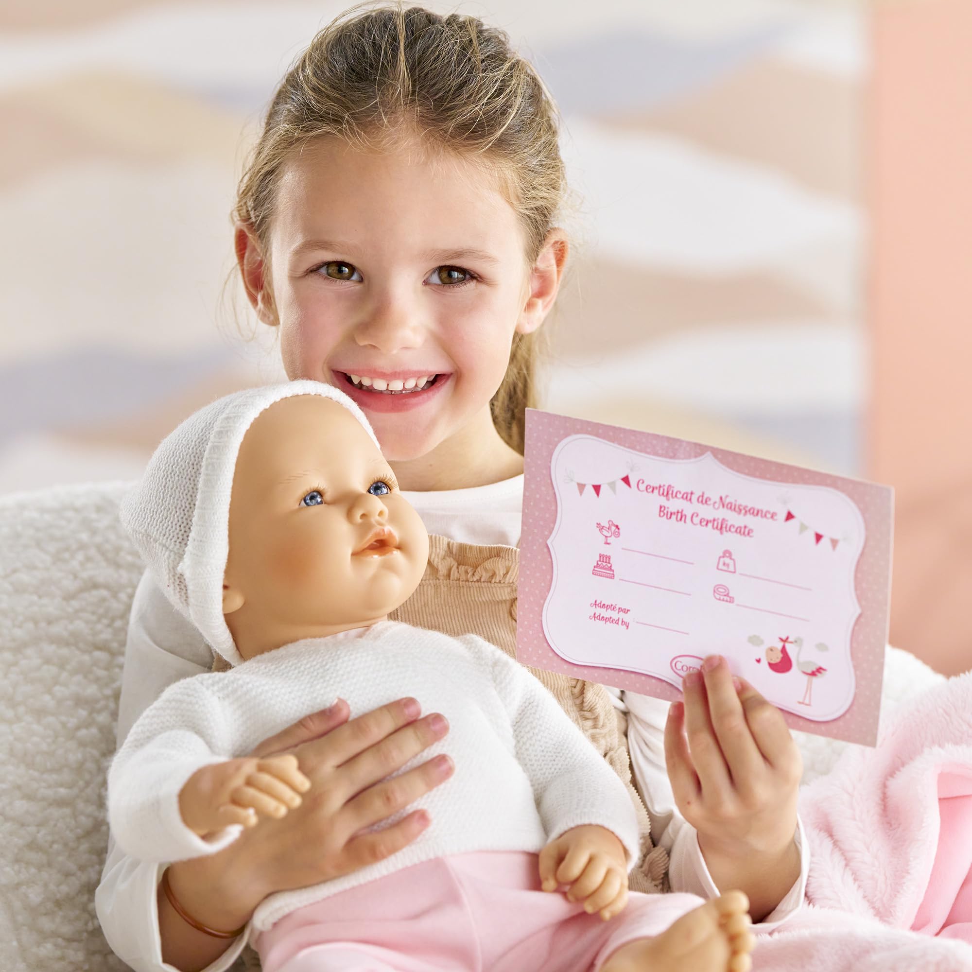 Corolle Mon Grand Poupon - Babypuppe 42 cm, realistische Weichkörper-Puppe mit Vanilleduft & Schlafaugen – ab 3 Jahren – lebensechte Spielpuppe für Rollenspiele, Puppenzubehör & Geschenk Mädchen