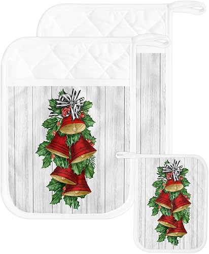 Pine Berry, 2 soportes para ollas para cocina, antideslizante y aislante de calor, juego de agarraderas de tela de toalla con bolsillo, guantes