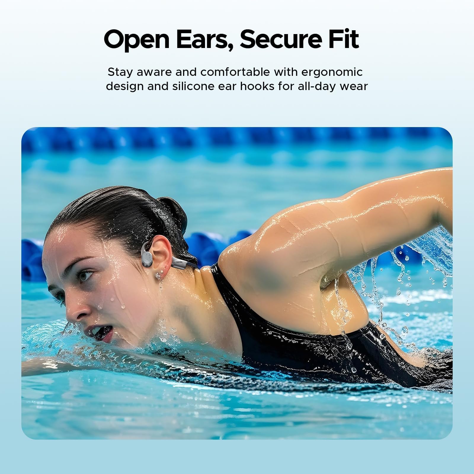Auriculares de conducción ósea, Impermeables IP68 para natación, batería 10h, Bluetooth 5.4, Almacenamiento 32GB, Ideales para Ciclismo (Gray)