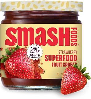 SmashFoods Strawberry Chia Smash Jam: No Sugar Added, Keto Paleo Vegan Low-Carb Superfood Spread with Upcycled Fruit (1 Jar)