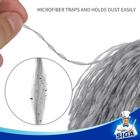 MR.SIGA Microfiber Delicate Duster with Non Slip Handle, Gray & Black