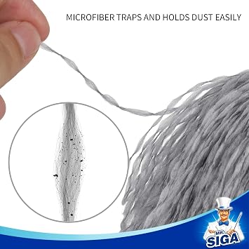 MR.SIGA Microfiber Delicate Duster with Non Slip Handle, Gray & Black