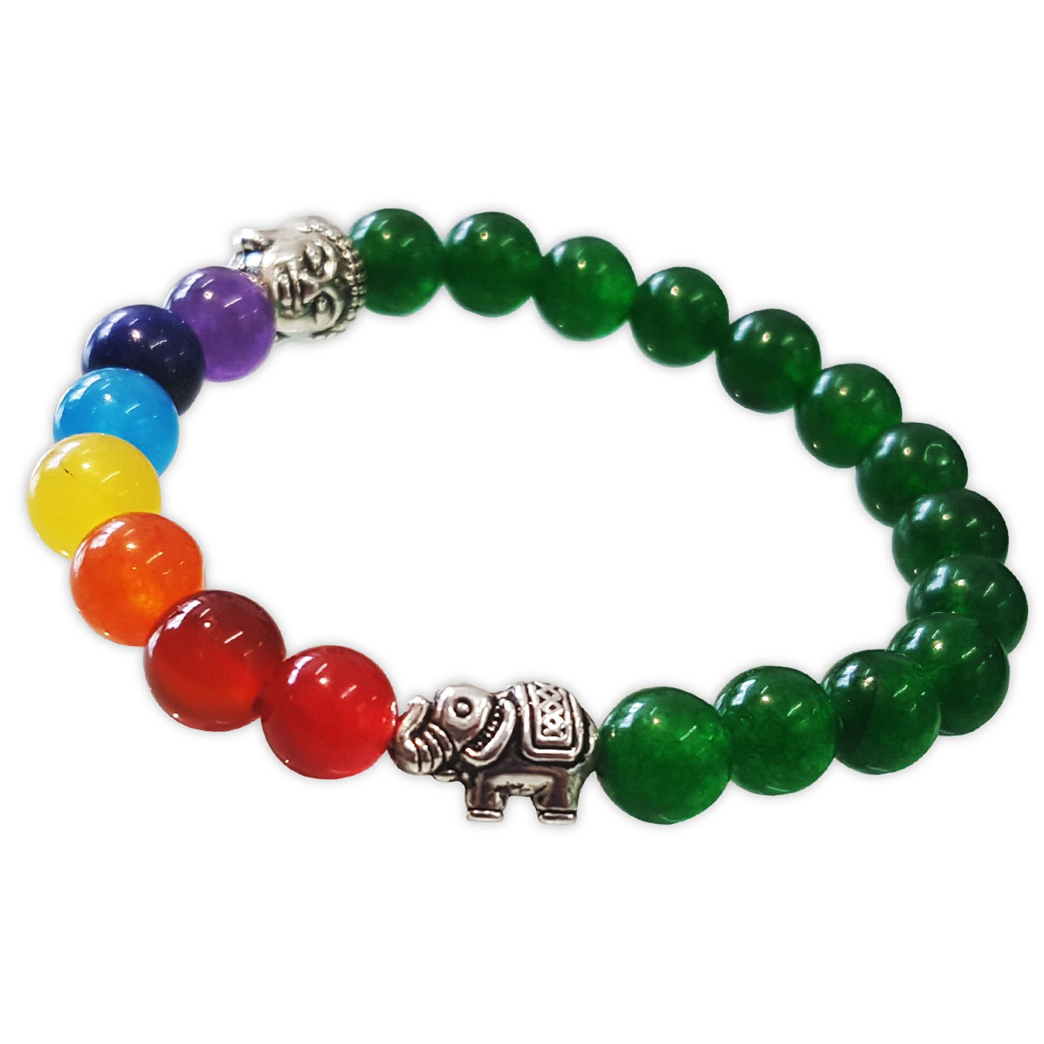 Young & ForeverGift D'Vine 7 Chakra Certified Natural Stones Reiki Healing Meditation and Protection 8-9mm Crystal Beads Multicolor Bracelet for Men and Women