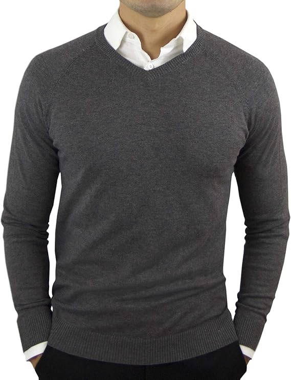 CC Perfect Slim Fit V Neck Sweaters for Men | Lightweight Breathable Mens Sweater | Soft Fitted V-Ne&hellip;