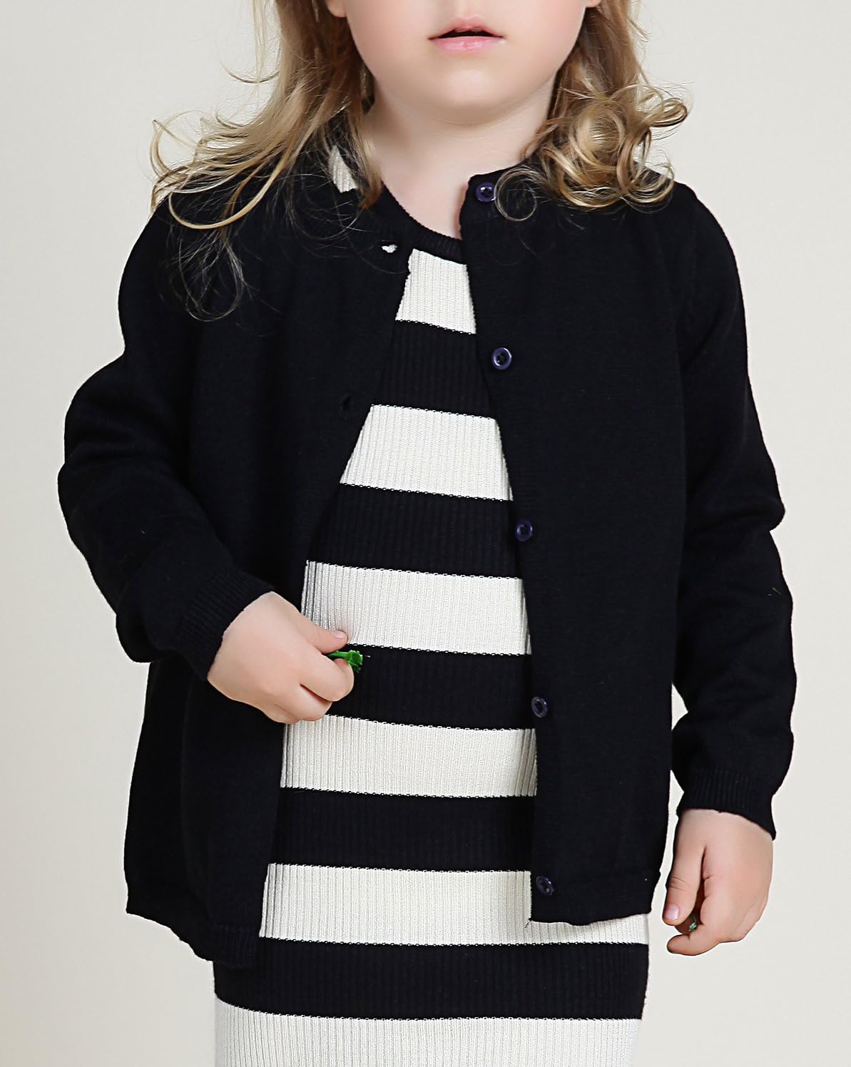 GSVIBK Baby Girls Boys Cotton Cardigan Long Sleeve Kid Button Sweater Girl Crew Neck Cardigans Uniform Sweater - Image 2