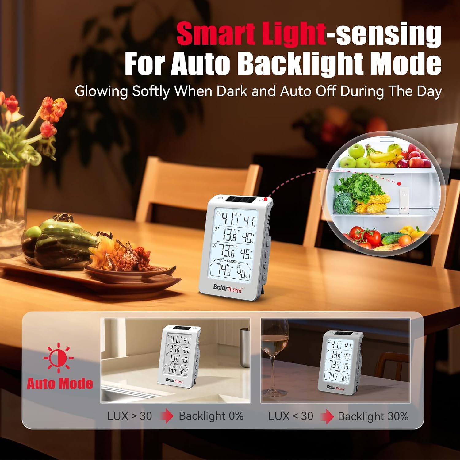 Wireless Freezer Monitor with 3 Sensors, 328ft Long Range Digital Refrigerator Thermometer with Min/Max Temp and Smart Adjustable Backlight, for Home, Garage & Breast Milk, White