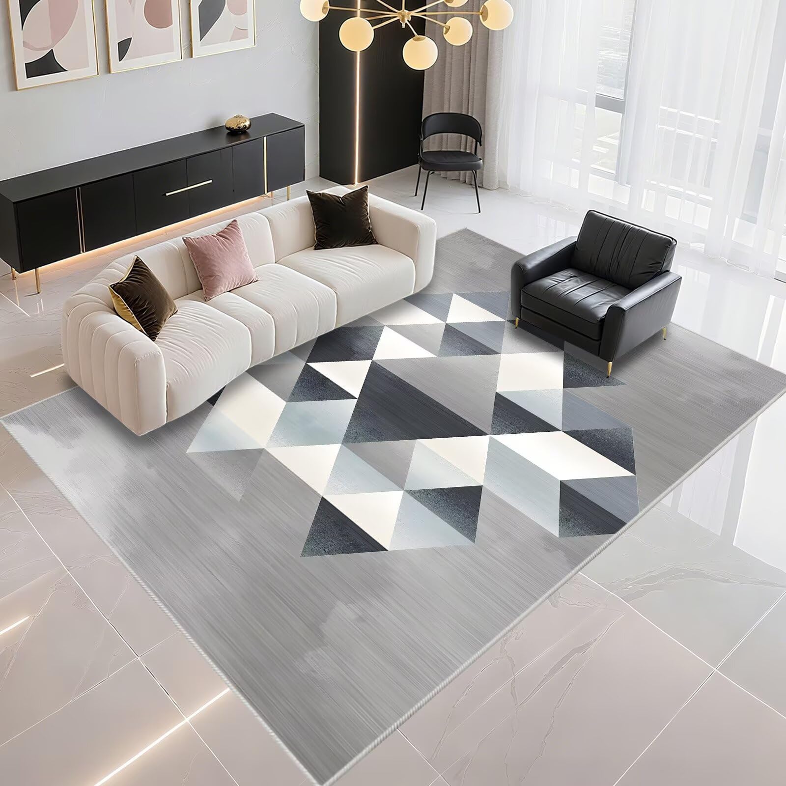 Tapis enfant couloir et salle à manger gris moderne 90x190