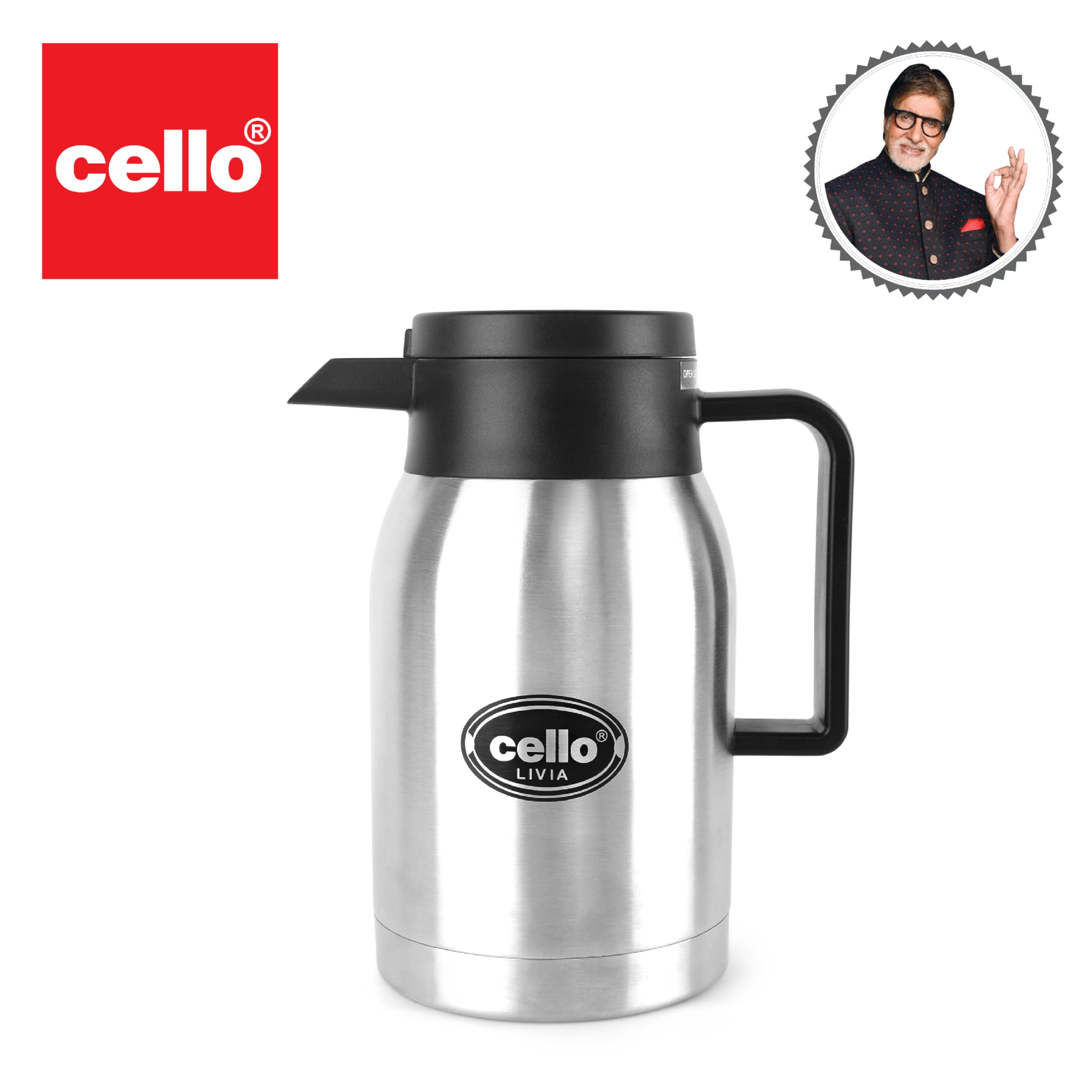 Cello Livia Stainless Steel Carafe, 500ml, Silver - Image 3 thumbnail