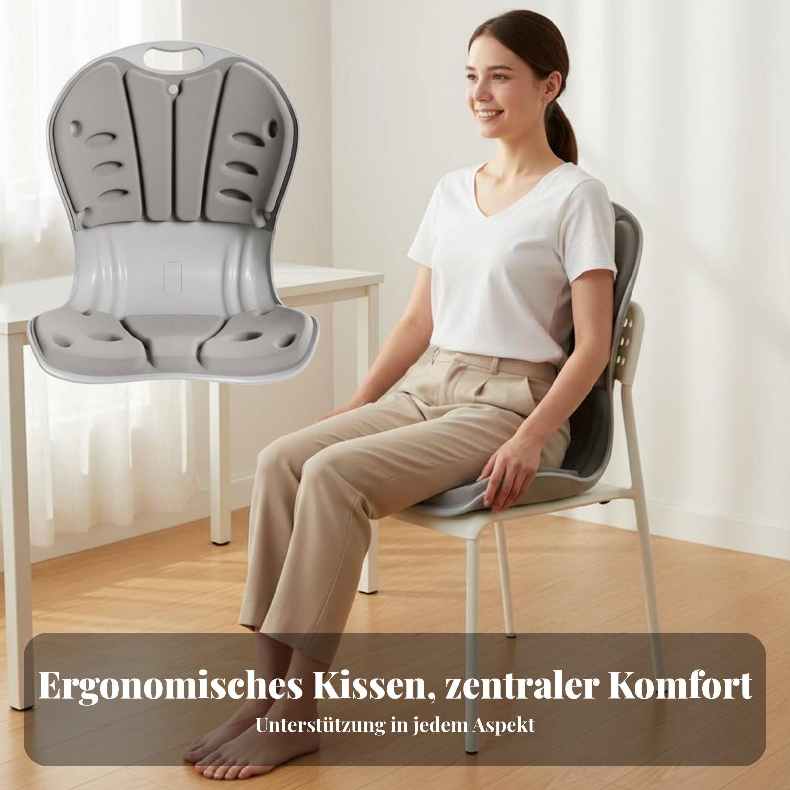 Cuscino Lombare Supporto Schiena Memoria Cuscino Seduta Poggiareni Supporto Posturale con Design Ergonomico E Schiuma a Memoria di Forma Adatto per, Rosa, con Tracolla
