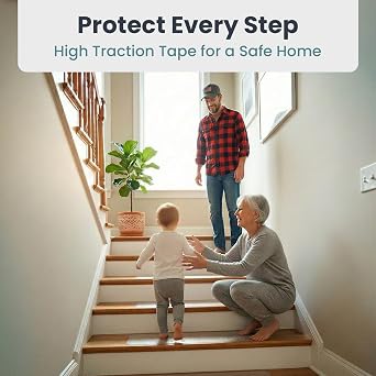 PELEGON Anti Slip Tape for Stairs Indoor (18 Stairs) 4x24 Clear Grip Tape for Wood, Transparent Stair Grips with Roller, Fits Most Stair Surfaces, Non Slip Traction Strip for Seniors, Kids and Pets