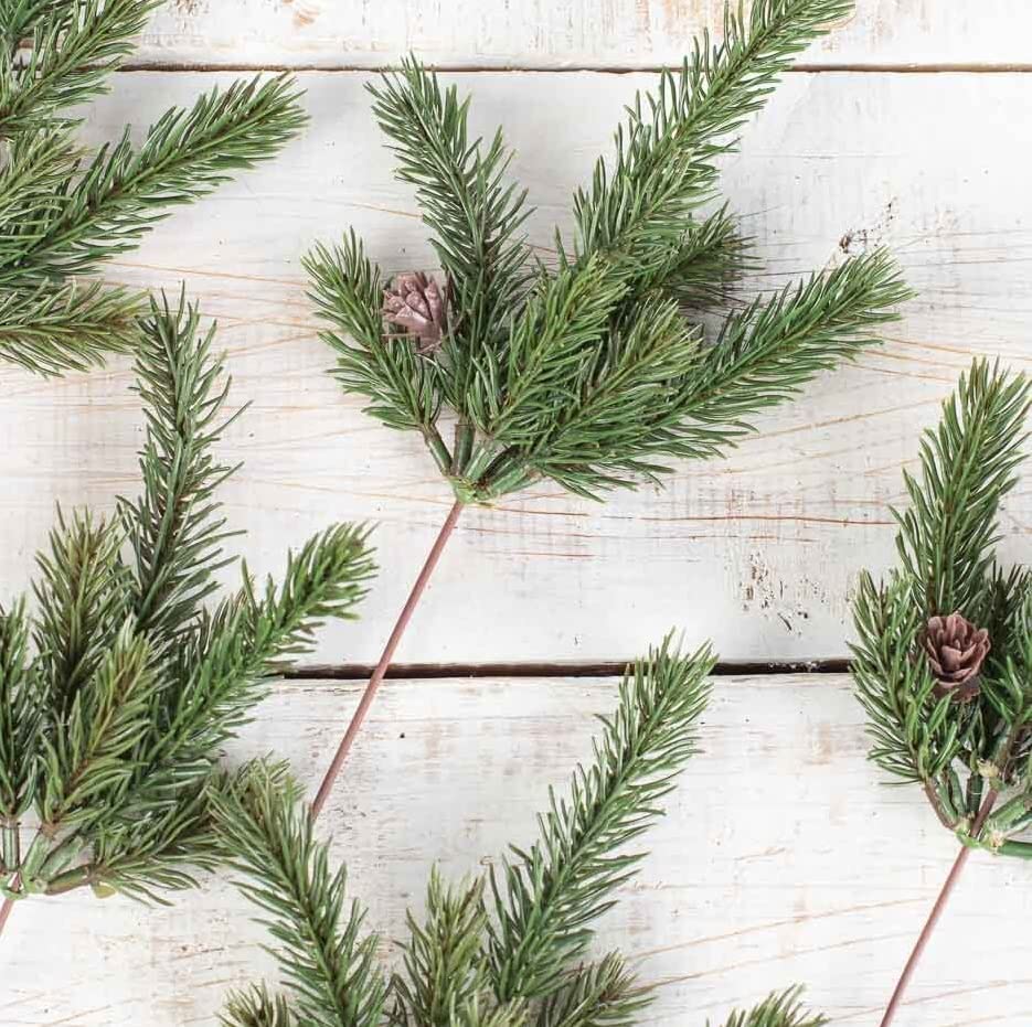 Pack of 12 Weather Resistant Artificial Angel Pine Picks by Factory Direct Craft - Holiday Greenery for Christmas Arrangements and Winter Decorations