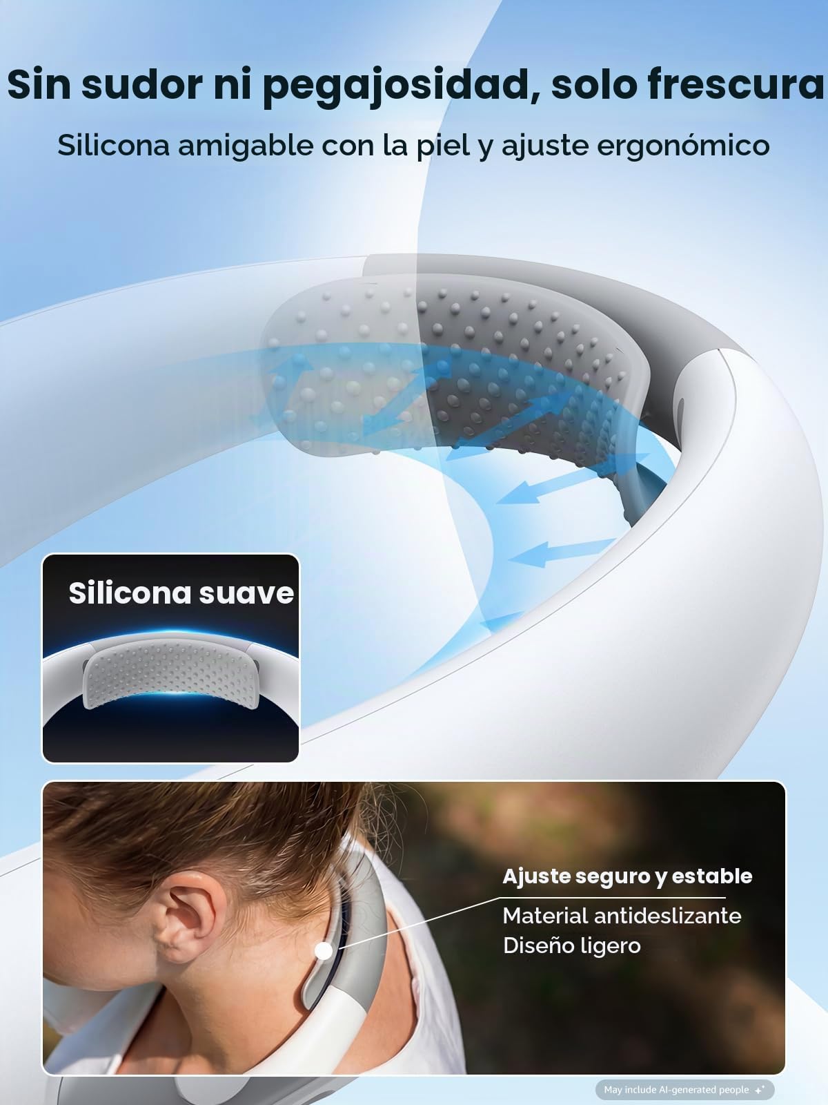 Warmco Ventilador cervical de 10000 mAh – Ventilador de cuello personal alimentado por batería, refrigeración de 360°, 4 velocidades, tiempo de funcionamiento de 24 horas, portátil para oficina