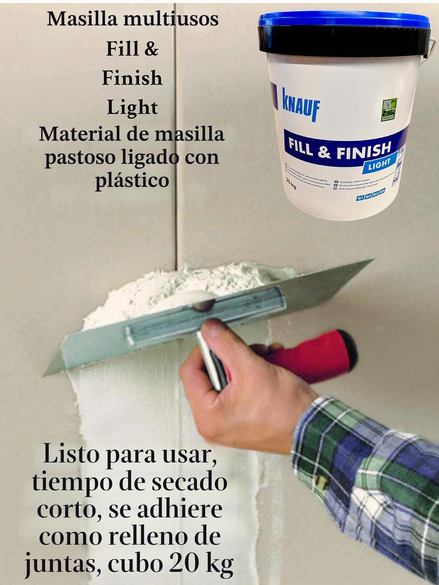 Knauf Fill & Finish Light - Masilla Multiusos (20 kg) - Masilla Multiusos - Cubo de 20 kg