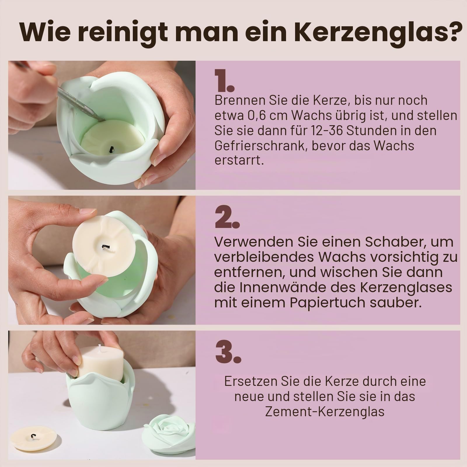 BOOWAN NICOLE Rose Beton Kerzengefäße Kerzendosen Silikonform mit Kerzen Nachfüllform,Jesmonit Kerzenständer Gips Gießformen fur Handgefertigte Heimdekoration (SH1068+LZ0691)