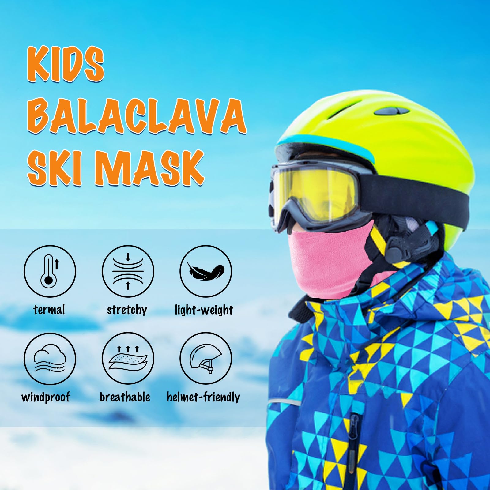 Pasamontañas de forro polar para niños y niñas, máscara facial térmica ligera y resistente al viento para actividades de invierno