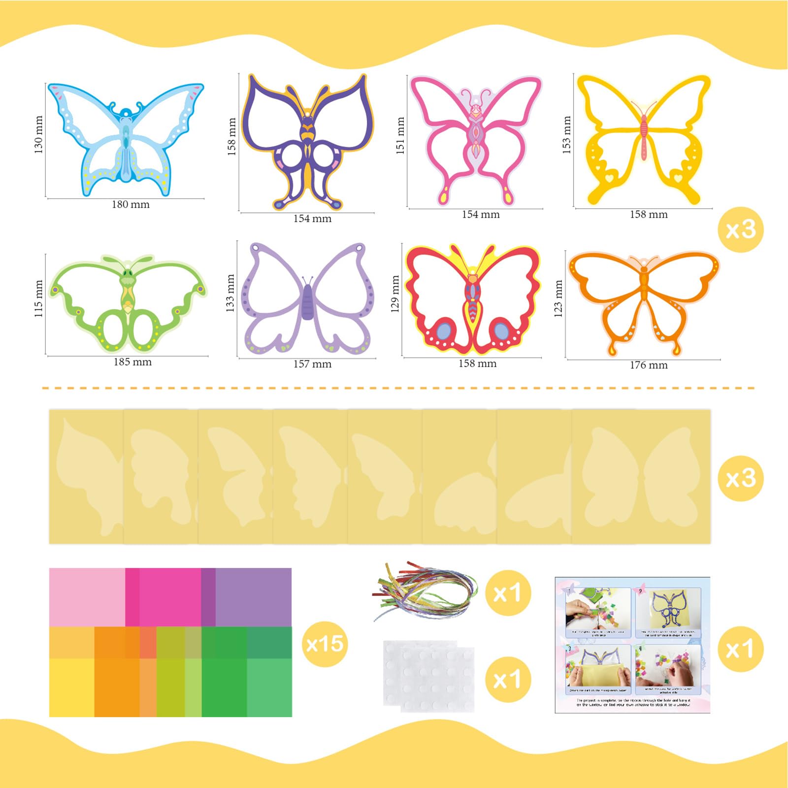 Gemejutor Decoraciones De Ventanas Manualidades Niños Primavera – 24 Mariposas Kit Manualidades DIY Decoraciones Ventanas Papel con Lámina Autoadhesiva, Manualidades Primaverales para Niños Jardín — view 2
