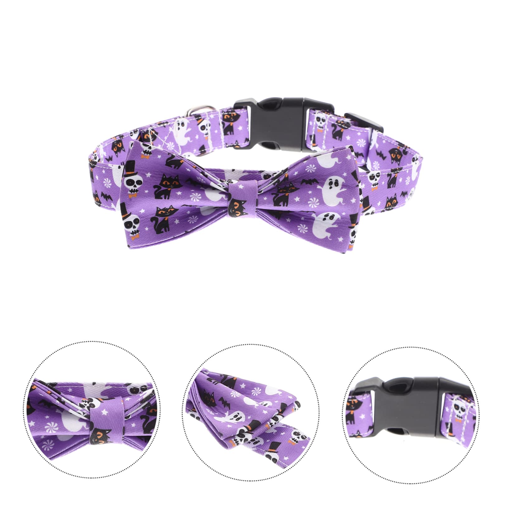 BESPORTBLE 4stücke Decoratives Katzenhalsband Mit Abnehmbarem Schleifen-Design Für Halloween Verstellbares Süßes Und Sicheres Halsband Für Haustiere