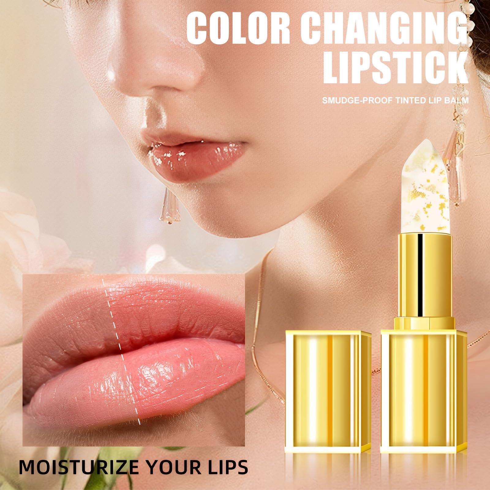 Color Changing Lipstick, Moisturizing Tinted Lip Balm, Change Color Glossy Lip Moisturiser, Smudge-proof Crystal Lipstick - Image 2