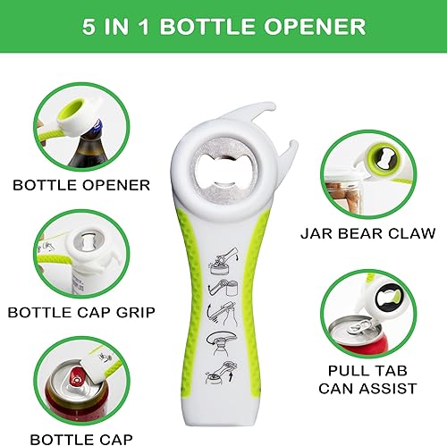Miniatura 4 de Jar Opener for Weak Hands, Seniors with Arthritis, 5 in 1 Multi Function Bottle Opener Lid Opener For Arthritic Hands with Non Slip Rubber Jar