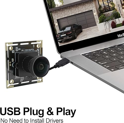 Miniatura 5 de MMlove Módulo de cámara USB de 16MP Lightburn Cámara 170 Gran angular M12 Lente ojo de pez con sensor de imagen IMX298 Plug & Play Cámara web de