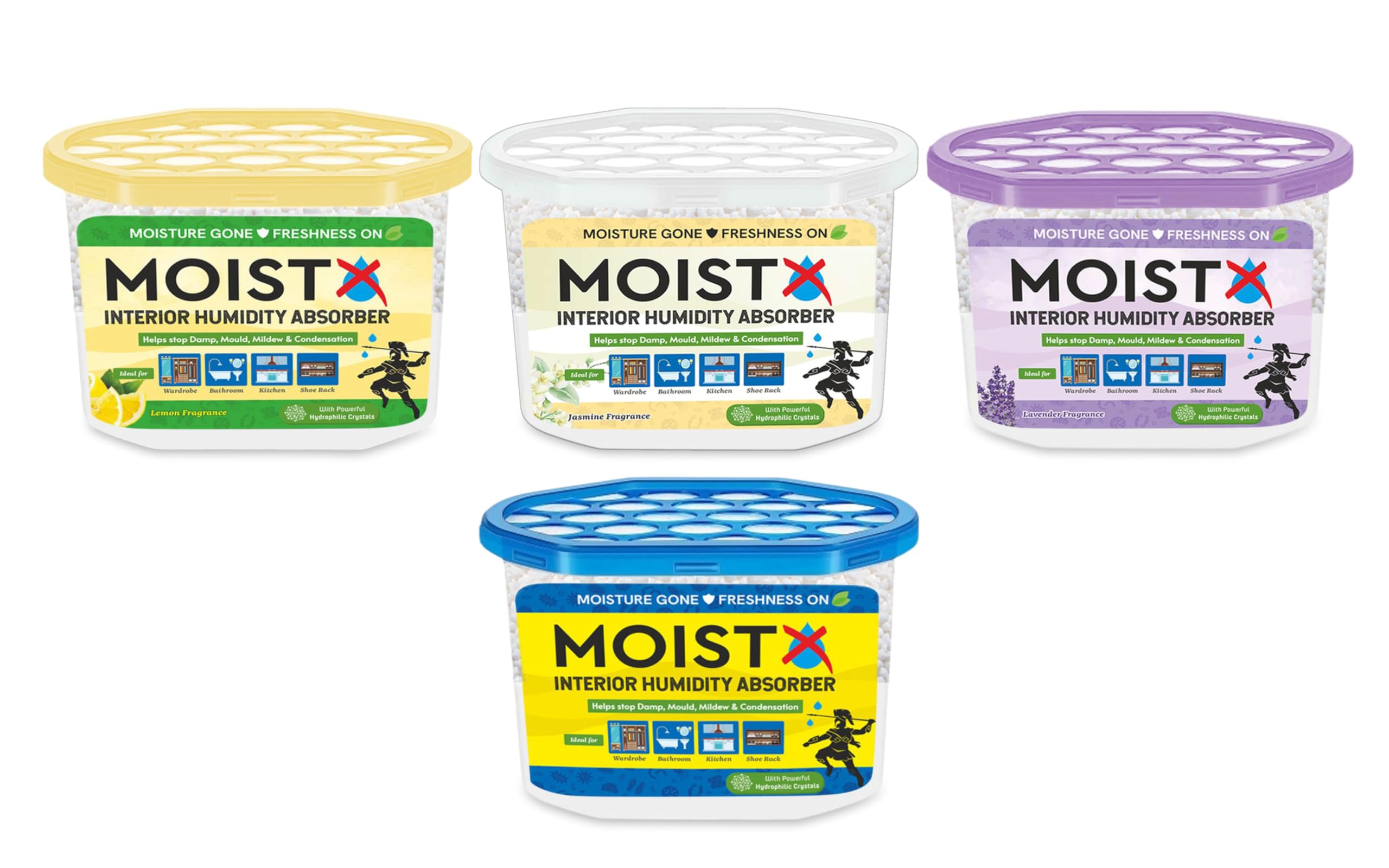 MOISTX Moisture Absorber 300g X 4 Box | Per box capacity to trap 600ml moisture from Air | Odour Absorber | Assorted Pack of 4 | Dehumidifier for Wardrobe, Bathroom, Kitchen, Shoe Rack...-image-39