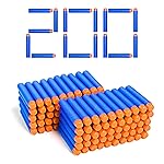 Little Valentine 200 Nerf Compatible Dart Bullets, Blue & Orange, Cylindrical, Round, Close Quarters Battles (CQB), Airsoft, Plastic, EVA Foam, 5.31 Inches x 2 Inches