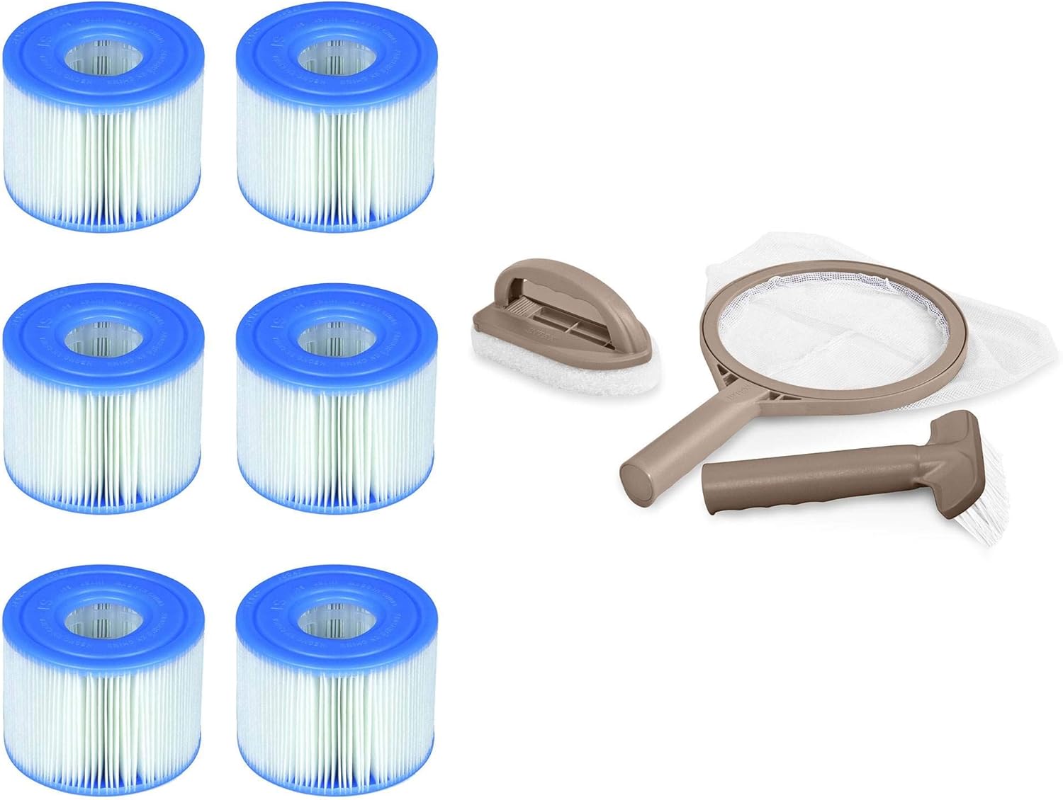 Intex PureSpa Type S1 Easy Set Pool Filter Cartridges (6 Filters) & Cleaning Kit