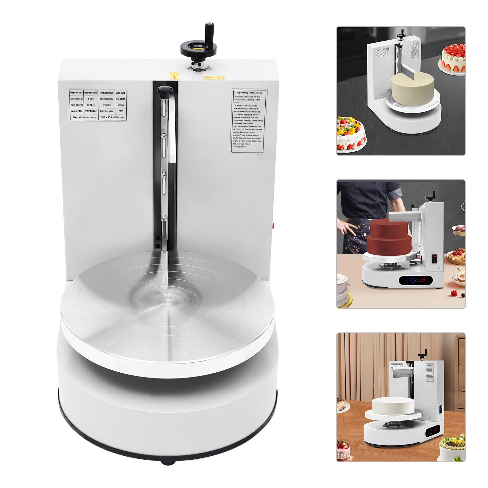 Máquina automática para Decorar Pasteles, 200 W, para Decorar Pasteles de cumpleaños con una Capa Suave de Crema, máquina para Extender Crema para Pasteles con Pantalla táctil, para Pasteles