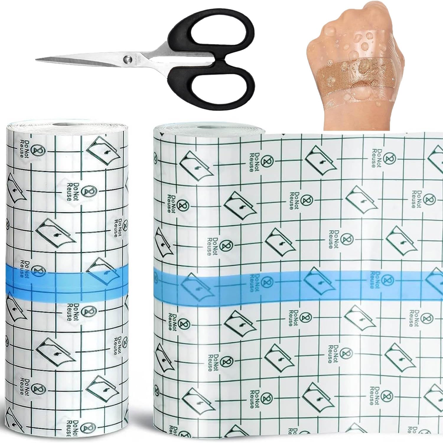 Waterproof Bandage 15cm*10m Cerotto Impermeabile(Con Forbici) Second Skin Tattoo 丨Pellicola Tatuaggi,Copri Tatuaggi Waterproo per Polsi, Spalle, Braccia, Medicazione di Ferite, Scudo Protettivo