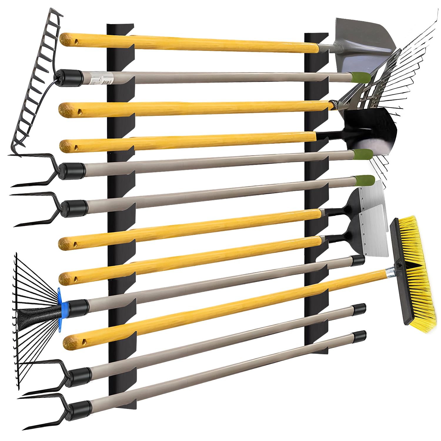 CZWL&HG Support mural pour outils de garage – Support en acier massif robuste pour pelles, râteaux, outils à long manche – Abri de jardin horizontal pouvant supporter 113,4 kg avec supports