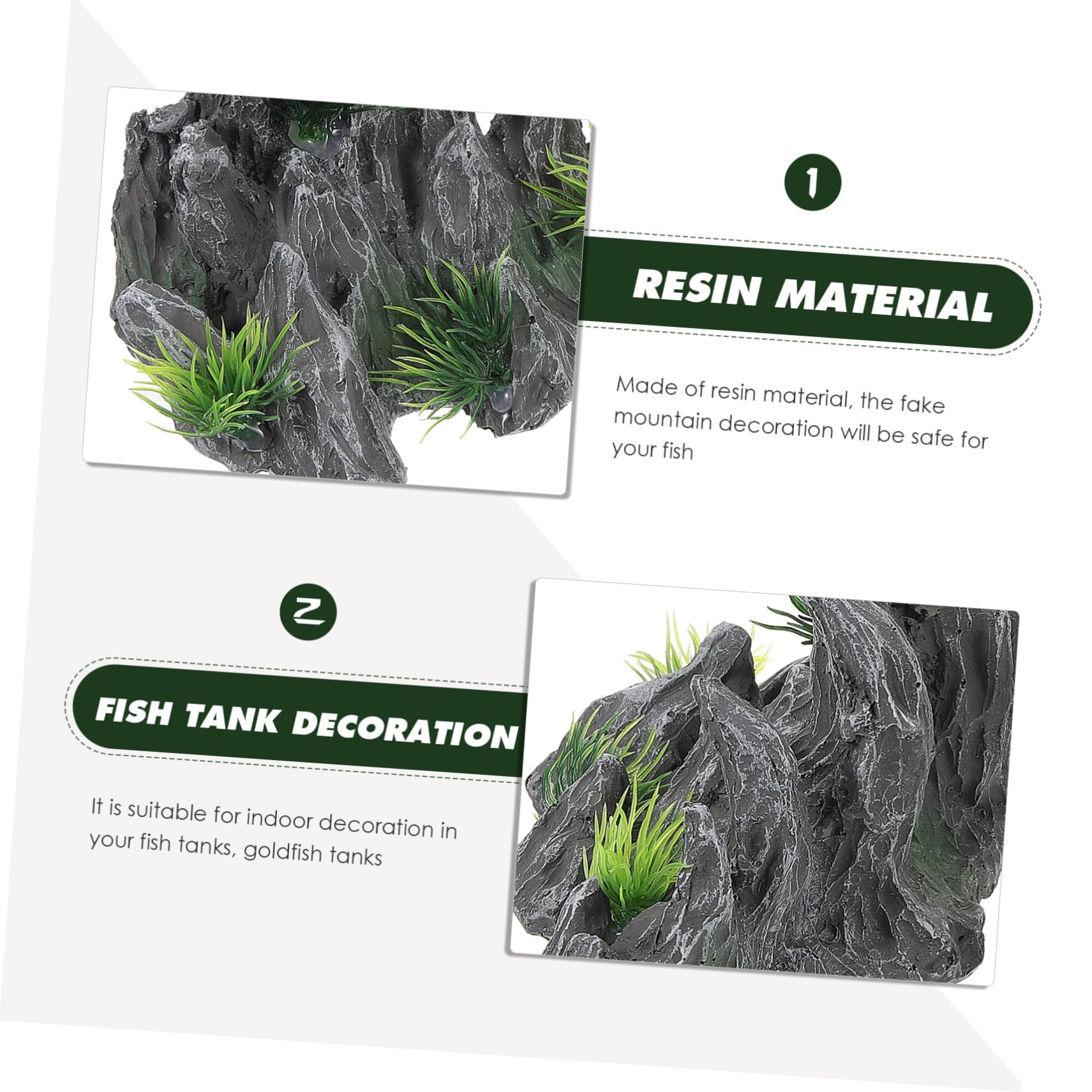 OUNONA 2 Ensembles Artisanat De Poisson en Résine Paysage D'Aquarium Rocaille en Pierre D'Aquarium pour Aménagement Paysager Accessoires De Décoration D'Aquarium 2 pièces * 2