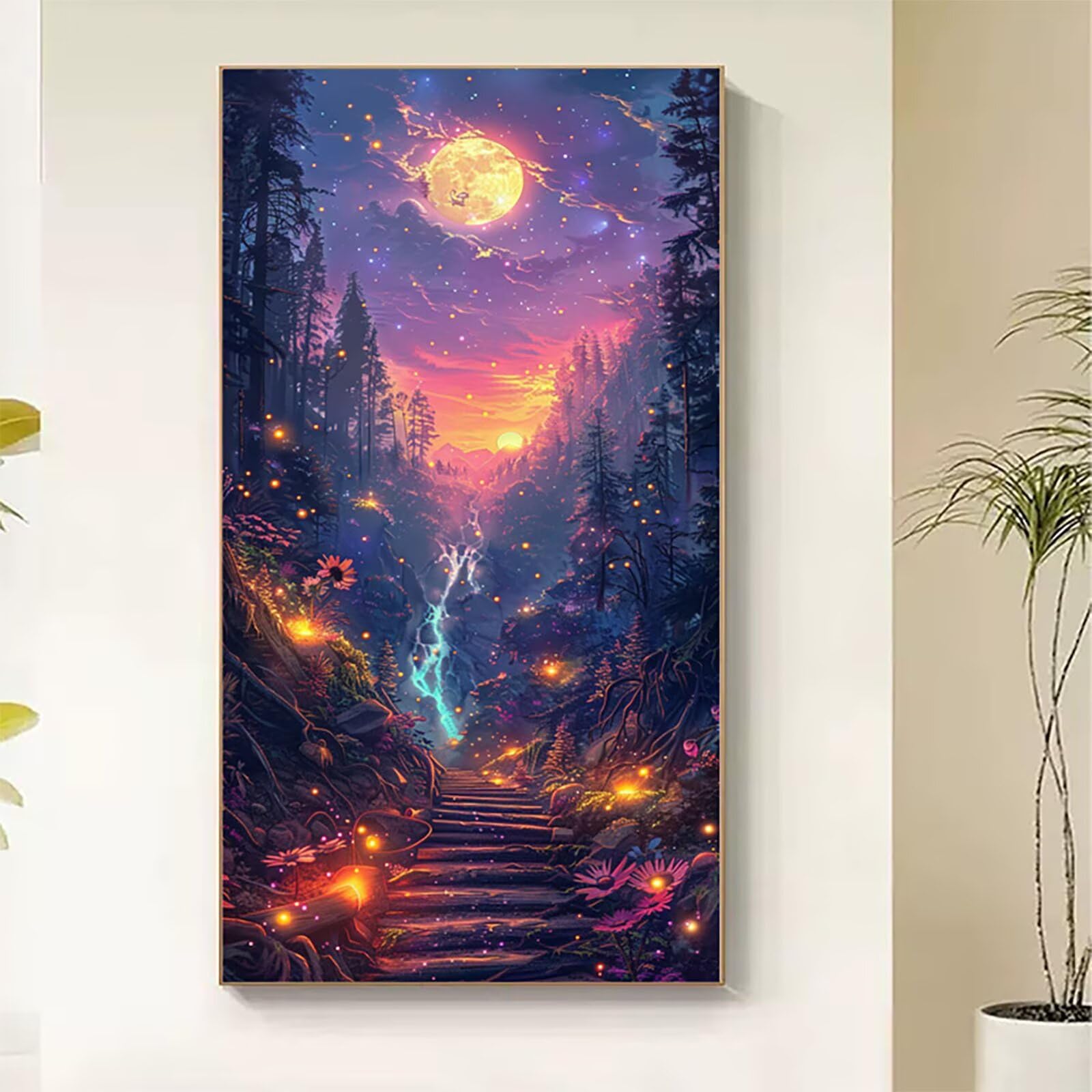 Dipingere con i Numeri Adulti Paesaggio, Dipingere con i Numeri Foresta, Fai da te Paint by Numbers per Principianti, Hobby Creativi Adulti, Painting by Numbers per Decorazioni Casa 70x140cm 4-7669