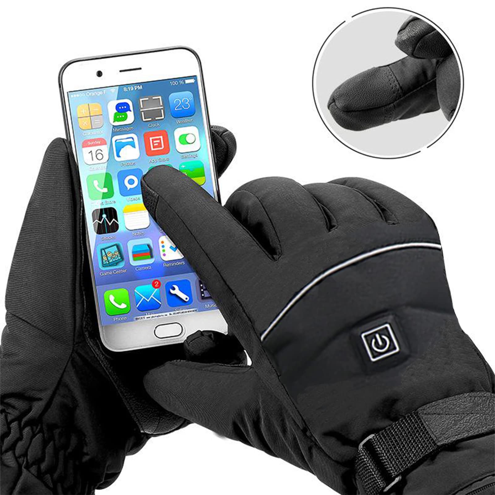 CHEWYNP Forros de Guantes con calefacción, Guantes térmicos cálidos Resistentes al Agua con Pantalla táctil, Guantes cálidos de Invierno alimentados por batería, Guantes de Trabajo para es