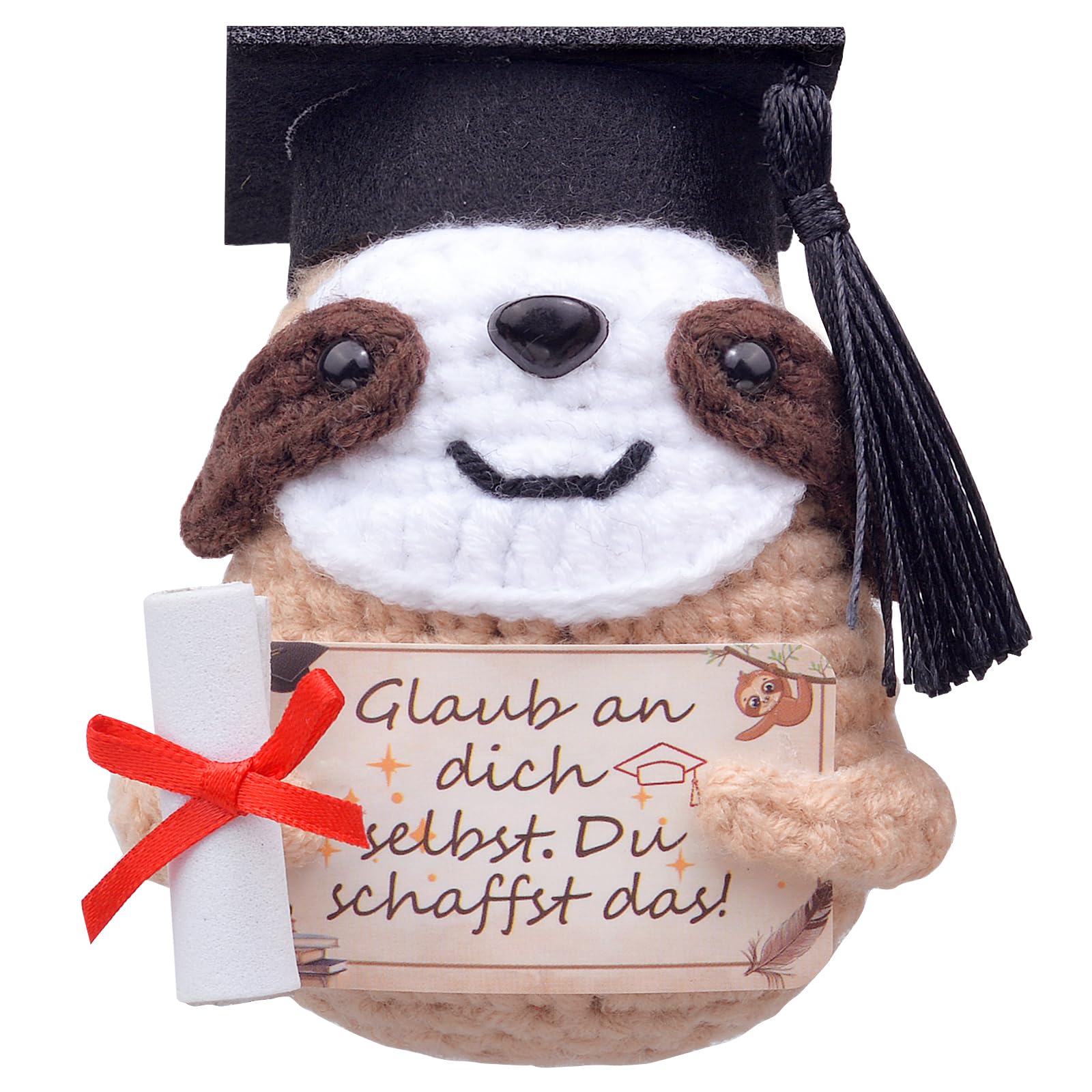 Mwmoeen Glücks Faultier Abschluss Geschenk 2026 | Positive Geschenke Faultier, Pocket Hug Gestricktes Faultier , Glücksbringer , Master Abschluss Geschen