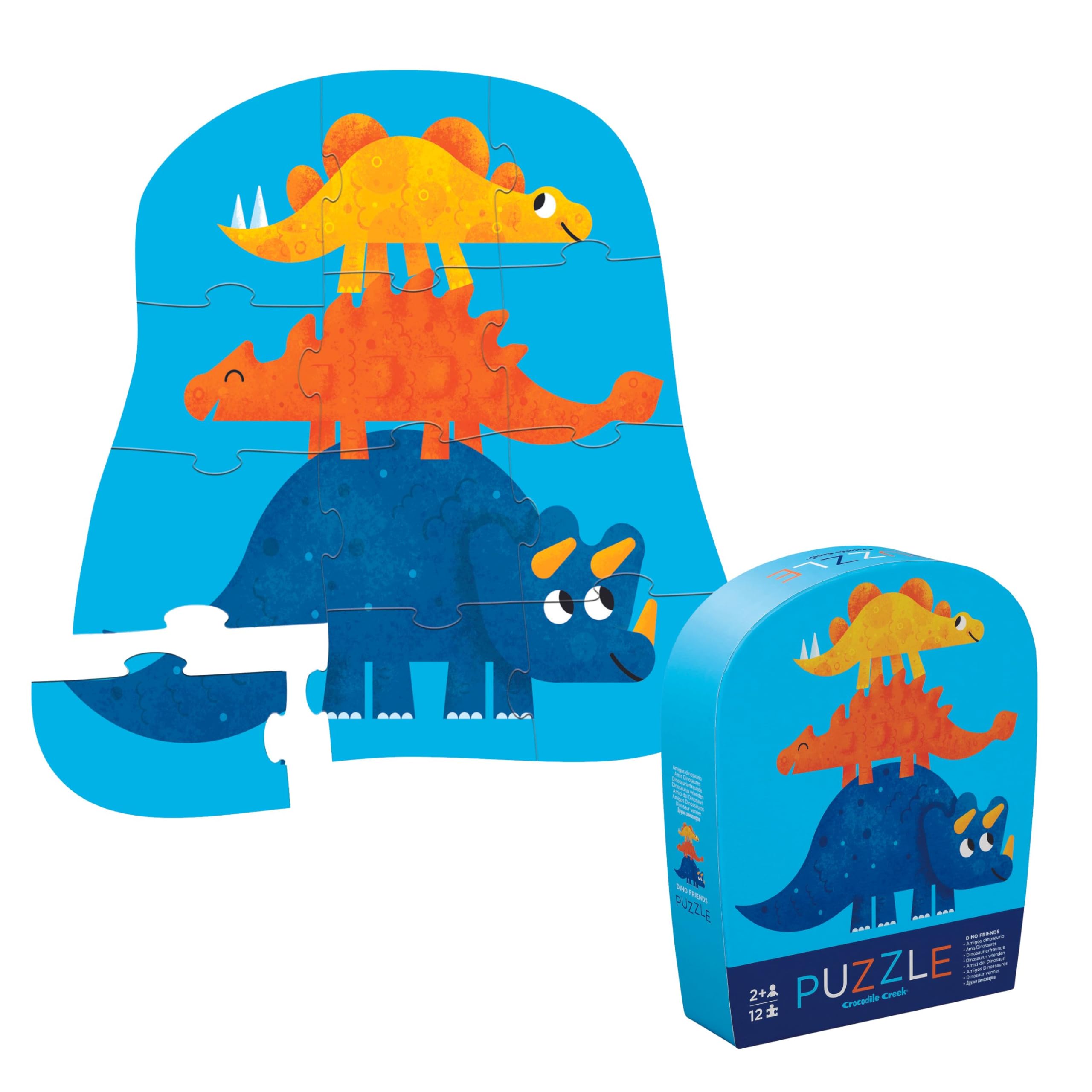 Crocodile Creek Mini Floor Puzzle, Dino Friends, 12 Large Jigsaw Pieces, for Kids Ages 2 Years and up